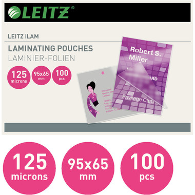 LEITZ Pochettes à plastifier 65x95 33812 brillant, 125my 100 pcs.