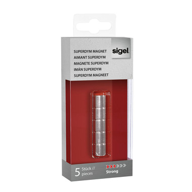 SIGEL Superdym-Magnete 10mm BA700 stark silber, 5 Stück