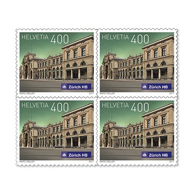 Timbres CHF 4.00 «Zurich», Bloc de quatre Bloc de quatre (4 timbres, valeur d'affranchissement CHF 4.00), autocollant, non oblitéré