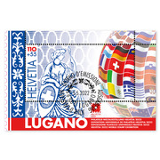 Briefmarke CHF 1.10+0.55 «Philatelie-Weltausstellung Helvetia 2022 Lugano», Sonderblock Sonderblock «Philatelie-Weltausstellung Helvetia 2022 Lugano», gummiert, gestempelt