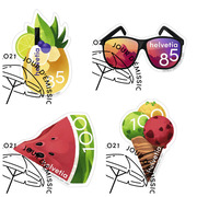 Stamps Series «Summer» Set (4 stamps, postage value CHF 3.70), self-adhesive, cancelled