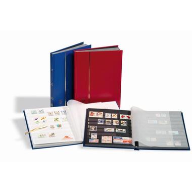 Einsteckbuch BASIC für Briefmarken, 64 Seiten, blau A4, schwarze Seiten