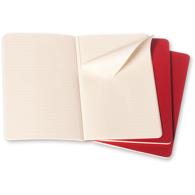 MOLESKINE Quaderno Cahier A6 095-6 rigato, rosso 3 pezzi