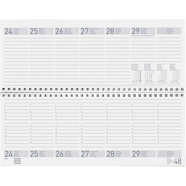 BIELLA Calendario Seplana Wire-O 2024 888371050024 blu, 1W/2S, 29.8x11.7cm