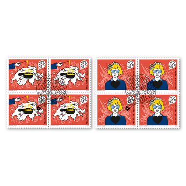 Set of blocks of four «Pro Patria – The Fifth Switzerland» Set of blocks of four (8 stamps, postage value CHF 8.80+4.40), gummed, cancelled