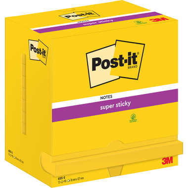 POST-IT Notes Super Sticky 76x127mm 655-S gelb 12x90 Blatt