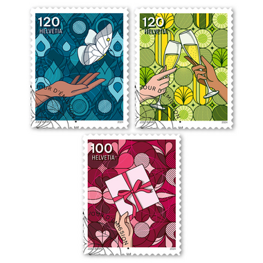 Stamps Series «Special Events» Set (3 stamps, postage value CHF 3.40), self-adhesive, cancelled