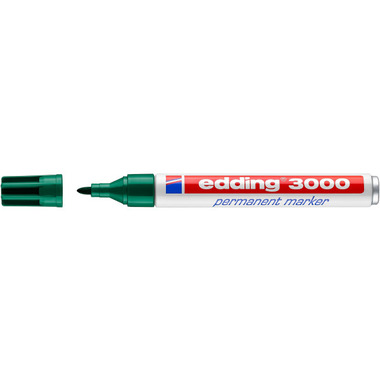 EDDING Permanent Marker 3000 1.5 - 3mm 3000 - 4 verde, impermeabile