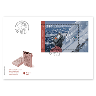 First-day cover «Swiss inventions – Barryvox» Miniature sheet of CHF 2.10 on first-day cover (FDC) E6