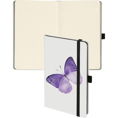 BIELLA Notizbuch KompagnonWhiteTrend 5845337422U Butterfly,gepunkt. 12.5x19.5cm