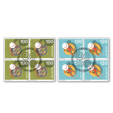 Set of blocks of four «Summer» Set of blocks of four (8 stamps, postage value CHF 8.80), self-adhesive, cancelled
