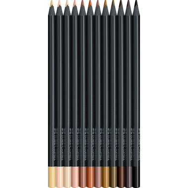 FABER-CASTELL Matite colorate Black Edit 116414 tonalità della pelle 12er Etui