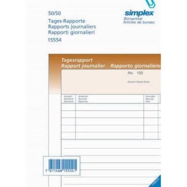 SIMPLEX Tages - Rapporte D / F / I A5 15554 Durchschreibepapier 50x2 Blatt