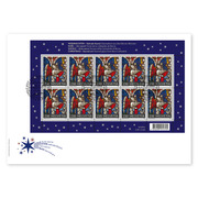 First-day cover «Christmas – Sacred art» Miniature sheet «Angel» (10 stamps, postage value CHF 23.00) on first-day cover (FDC) C5