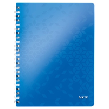 LEITZ Spiralbuch WOW PP A4 46380036 blau, 5mm kariert 80 Blatt