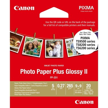 CANON Photo Paper Plus 265g 9x9cm PP201 9x9 InkJet glossy II 20 fogli