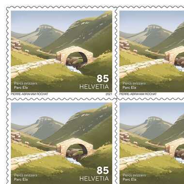 Francobolli CHF 0.85 «Parc Ela», Foglio da 10 francobolli Foglio Parchi svizzeri, autoadesivo, senza annullo