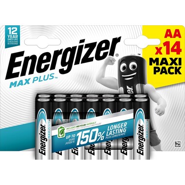 Batteria Energizer Max Plus Mignon (AA), 14 pz Confezione da 14 batterie AA alcaline Energizer MAX