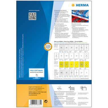 HERMA Etichette SPECIAL 85x85mm 8035 giallo,ex.perm. 150 pz./25 f.