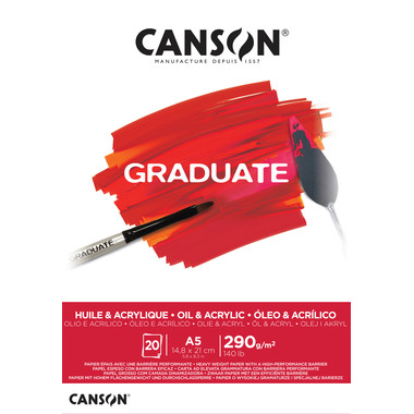 CANSON Graduate Öl und Acryl A5 400110379 20 Blatt, weiss, 290g