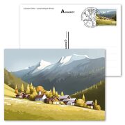 Swiss Parks, Postal card Binntal Picture postcard, postage value CHF 1.00 and CHF 1.00 for the card, cancelled