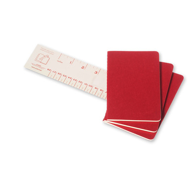 MOLESKINE Quaderno Cahier A6 097-0 in bianco, rosso 3 pezzi