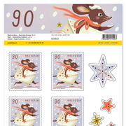 Timbres CHF 0.90 «Lettre», Feuille de 10 timbres Feuille «Noël – Salutations festives», autocollant, non oblitéré