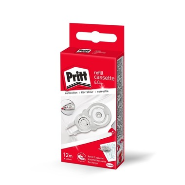 PRITT Cassette reill 6.0mmx12m PRX6H blanc, pour roller correcteur