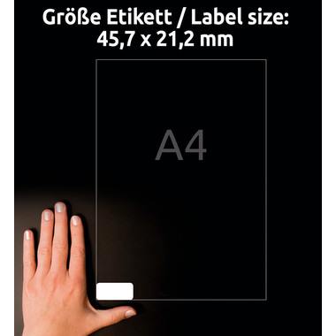 AVERY ZWECKFORM Etiketten 21.2x45.7mm 7636-10 weiss, perm. 10 Blatt/48 Stk.