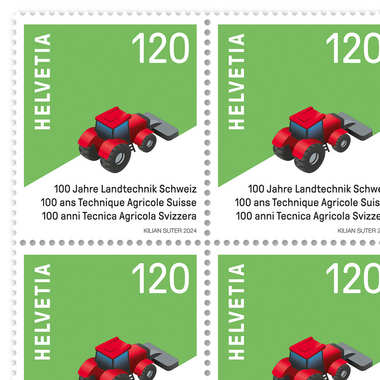 Stamps CHF 1.20 «100 years Swiss Agricultural Technology», Sheet with 20 stamps Sheet «100 years Swiss Agricultural Technology», gummed, mint