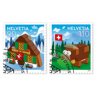 Stamps Series «LEGO» Set (2 stamps, postage value CHF 2.00), self-adhesive, cancelled
