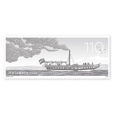Francobollo «200 anni di navigazione a vapore in Svizzera» Francobollo singolo da CHF 1.10, gommatura, senza annullo