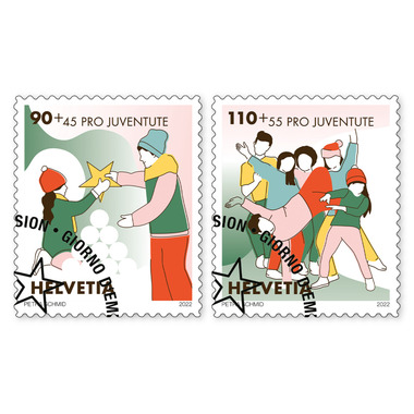 Stamps Series «Pro Juventute - Stay connected» Set (2 stamps, postage value CHF 2.00+1.00), self-adhesive, cancelled