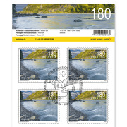 Stamps CHF 1.80 «Rhine», Sheet with 10 stamps Sheet «Swiss river landscapes», self-adhesive, cancelled