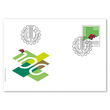 Busta primo giorno «100 anni Tecnica Agricola Svizzera» Francobollo singoli (1 francobollo, valore facciale CHF 1.20) su busta primo giorno (FDC) C6