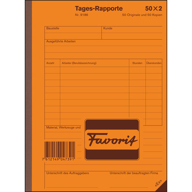 FAVORIT Tages-Rapport D A5 9186 weiss/weiss 50x2 Blatt