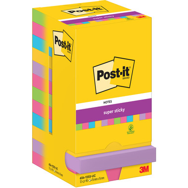 POST-IT Super Sticky Notes 76x76mm 654-12SS-UC 5-colori 12x90 fogli