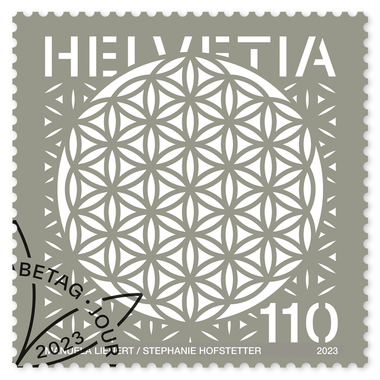 Stamp «Flower of Life» Single stamp of CHF 1.10, self-adhesive, cancelled
