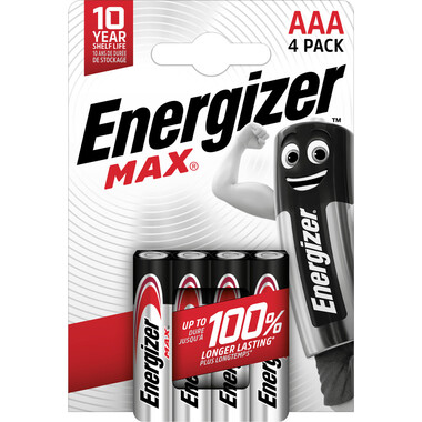 Batteria Energizer Max Micro (AAA), 4 pz Confezione da 4 batterie AAA alcaline Energizer MAX
