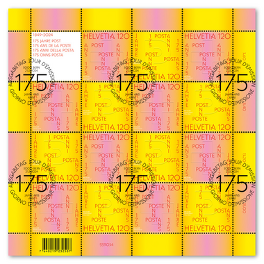 Briefmarken CHF 1.20 «175 Jahre Post», Bogen mit 15 Marken Bogen «175 Jahre Post», gummiert, gestempelt