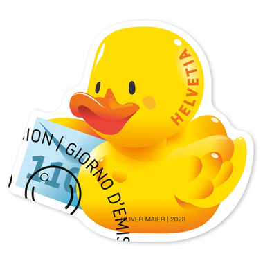 Stamp «Rubber duck» Single stamp of CHF 1.10, self-adhesive, cancelled