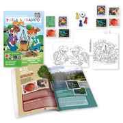 «Phila &amp; Franco» stamp set for children, DE, 2/22 Stamp set for children, 8 Stamps (4 cancelled, 4 mint), 3 Postcards, Game accessories set